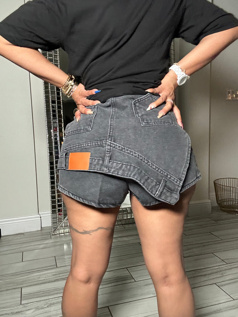 Reverse Denim Skort